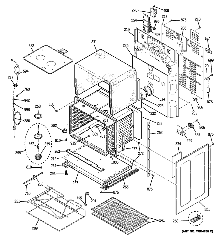 LOWER OVEN Diagram and Parts List for PB978SP2SS  General Electric Range