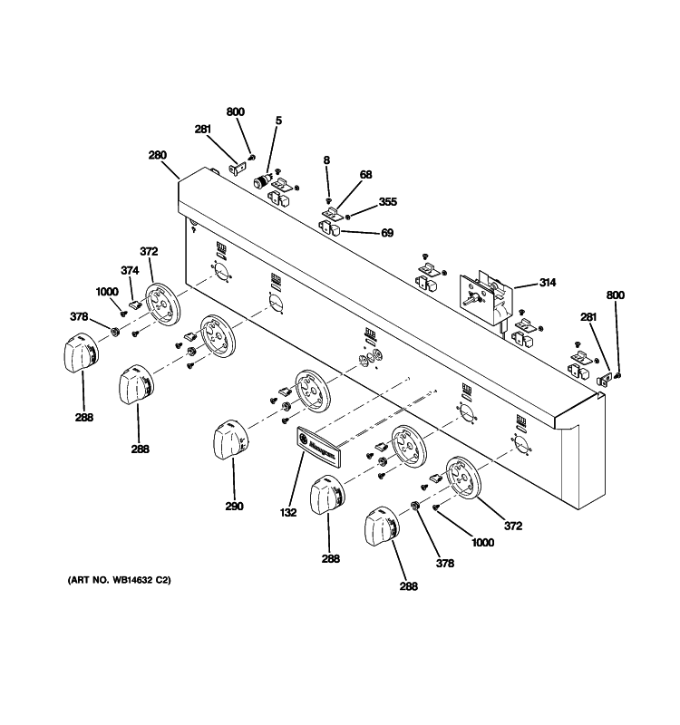 CONTROL PANEL Diagram and Parts List for ZGU364LDP2SS  General Electric Cooktop