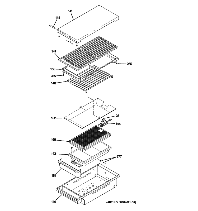 GRILL ASSEMBLY Diagram and Parts List for ZGU364NRP2SS  General Electric Cooktop