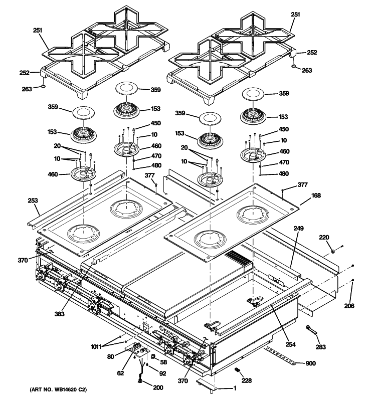 COOKTOP Diagram and Parts List for ZGU484LGP1SS  General Electric Cooktop