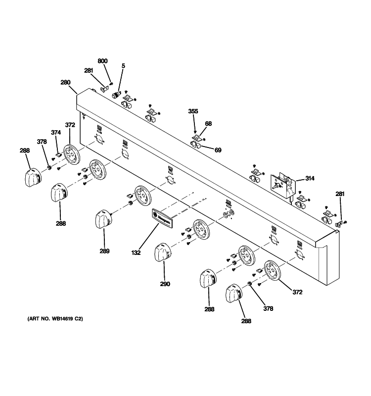 CONTROL PANEL Diagram and Parts List for ZGU484LGP2SS  General Electric Cooktop