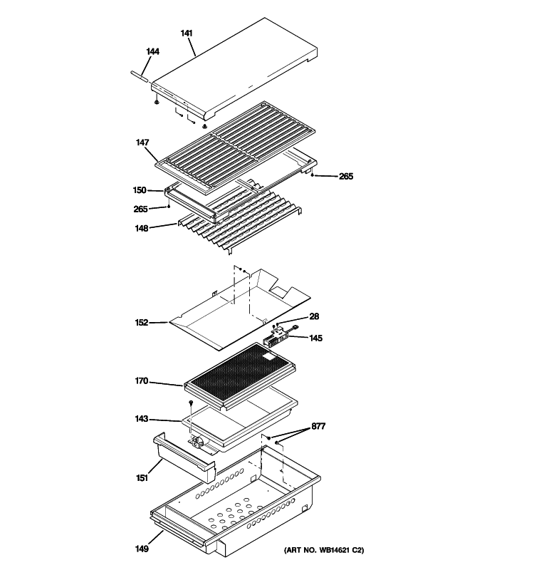 GRILL ASSEMBLY Diagram and Parts List for ZGU486LRP2SS  General Electric Cooktop