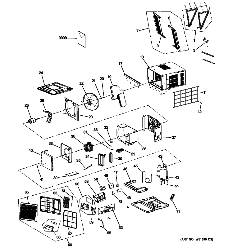 ROOM AIR CONDITIONER Diagram and Parts List for AEH18DMG1  General Electric Air Conditioner