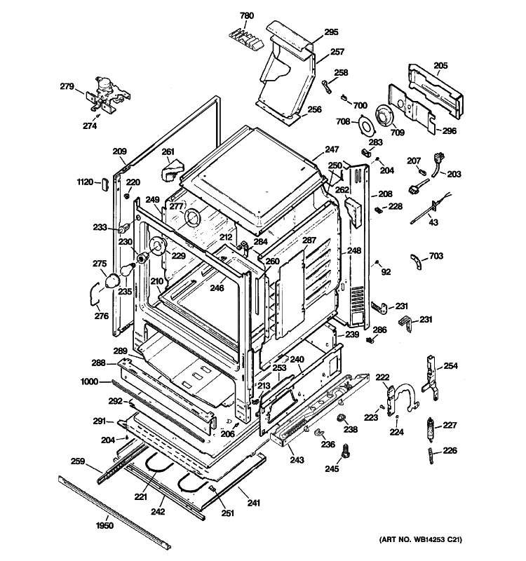 BODY PARTS Diagram and Parts List for JGB800SEP2SS  General Electric Range