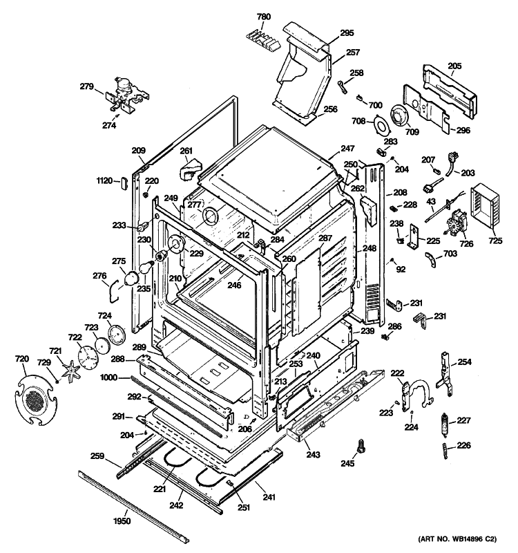 BODY PARTS Diagram and Parts List for JGB820SEP2SS  General Electric Range