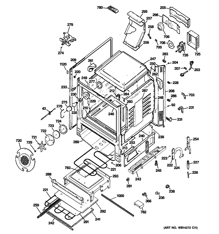 BODY PARTS Diagram and Parts List for JGB900SEP2SS  General Electric Range