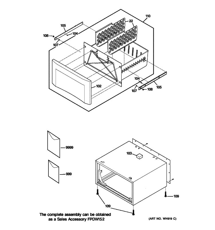 PEDESTAL Diagram and Parts List for FPDW152  General Electric Laundry Accessories
