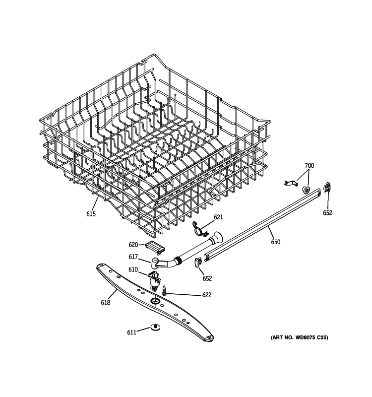 UPPER RACK ASSEMBLY Diagram and Parts List for GLD4550R00CS  General Electric Dishwasher