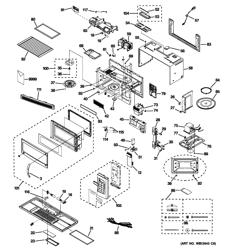 MICROWAVE Diagram and Parts List for HVM1750DM2CC  General Electric Microwave