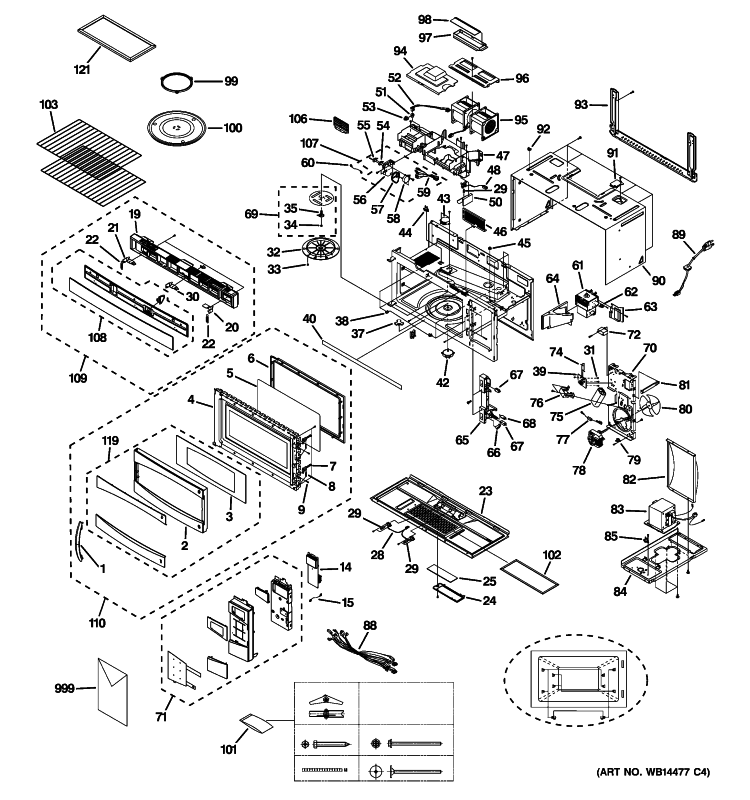 MICROWAVE Diagram and Parts List for PNM1871SM3SS  General Electric Microwave