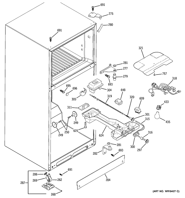 FRESH FOOD SECTION Diagram and Parts List for GTS18IBRBRWW  General Electric Refrigerator