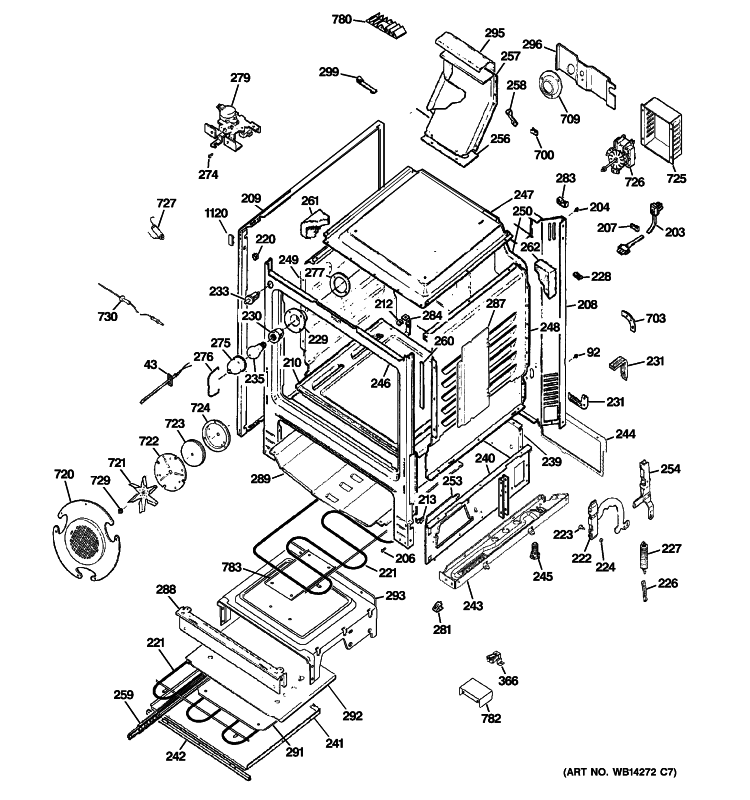 BODY PARTS Diagram and Parts List for PGB928SEM3SS  General Electric Range