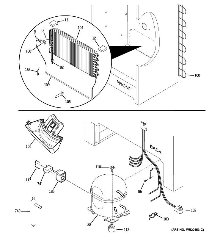 UNIT PARTS Diagram and Parts List for FUF21SVCRWW  General Electric Freezer