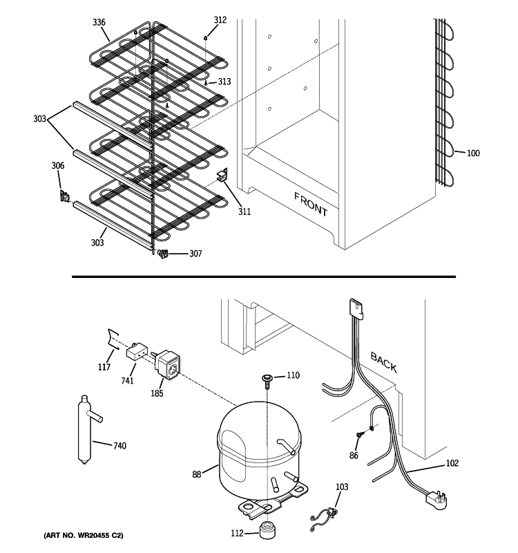 UNIT PARTS Diagram and Parts List for FUM17SVBRWW  General Electric Freezer