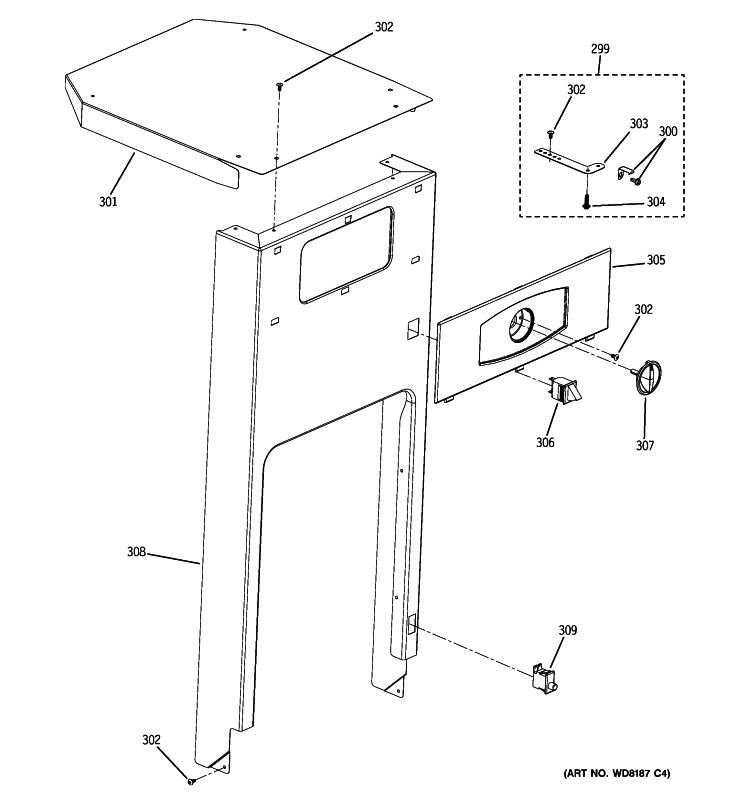 CABINET & CONTROL PARTS Diagram and Parts List for GCG1580R0SS  General Electric Trash Compactor