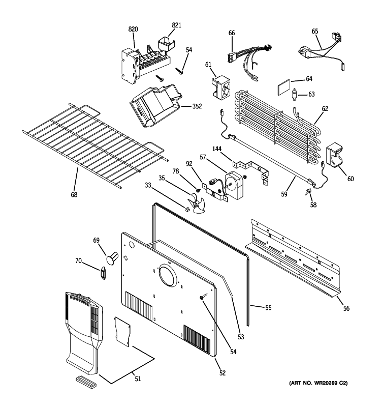 FREEZER SECTION Diagram and Parts List for GTH21SCWASS  General Electric Refrigerator
