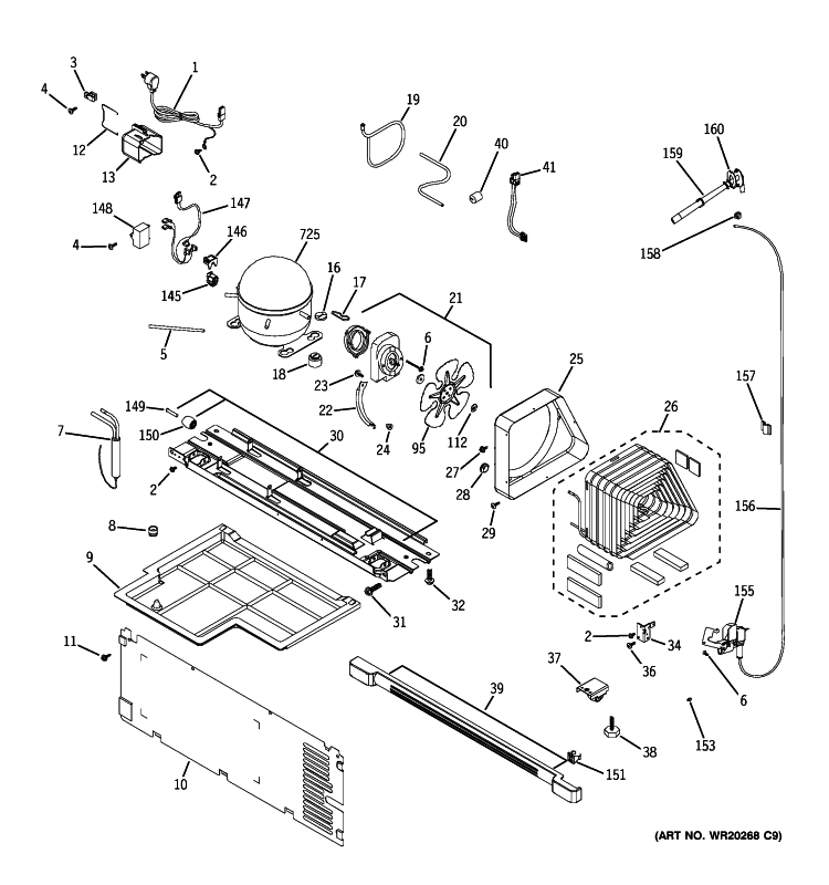 UNIT PARTS Diagram and Parts List for GTH21SCWASS  General Electric Refrigerator