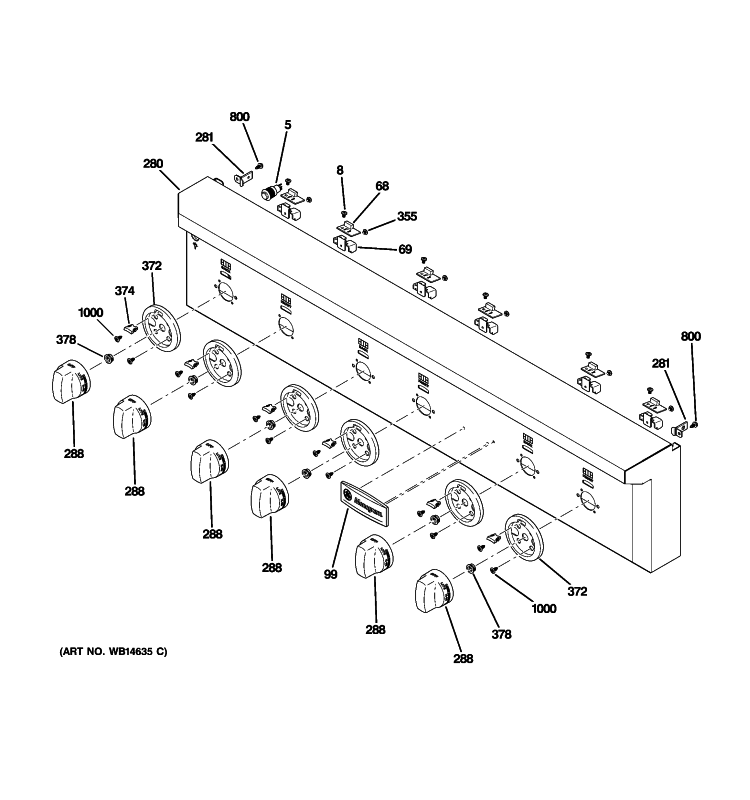 CONTROL PANEL Diagram and Parts List for ZGU366LP1SS  General Electric Cooktop