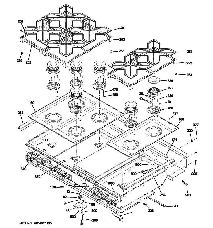 COOKTOP Diagram and Parts List for ZGU486NDP1SS  General Electric Cooktop