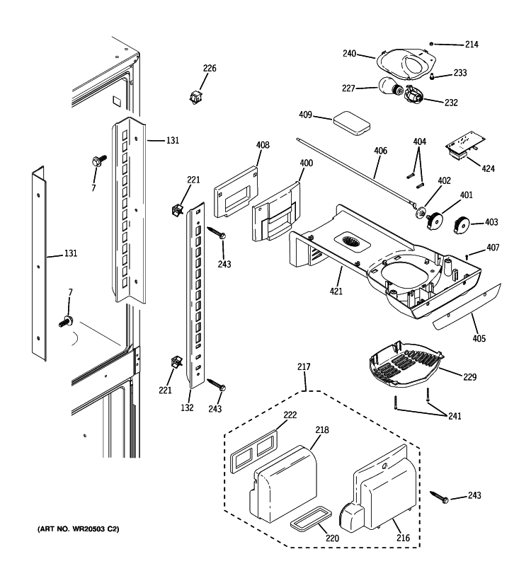 FRESH FOOD SECTION Diagram and Parts List for GBSC0HCXARBB  General Electric Refrigerator