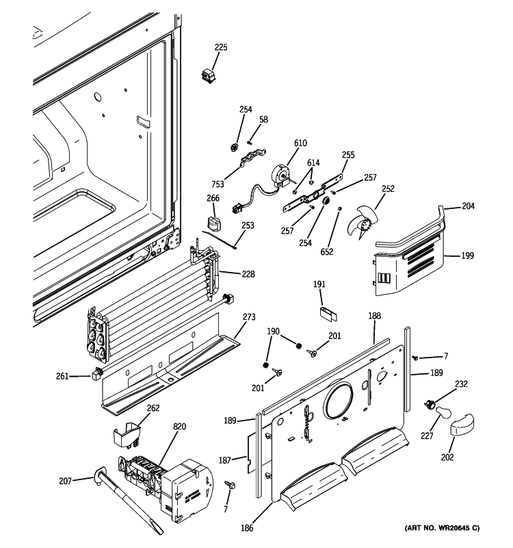 FREEZER SECTION Diagram and Parts List for GBSC0HCXCRBB  General Electric Refrigerator
