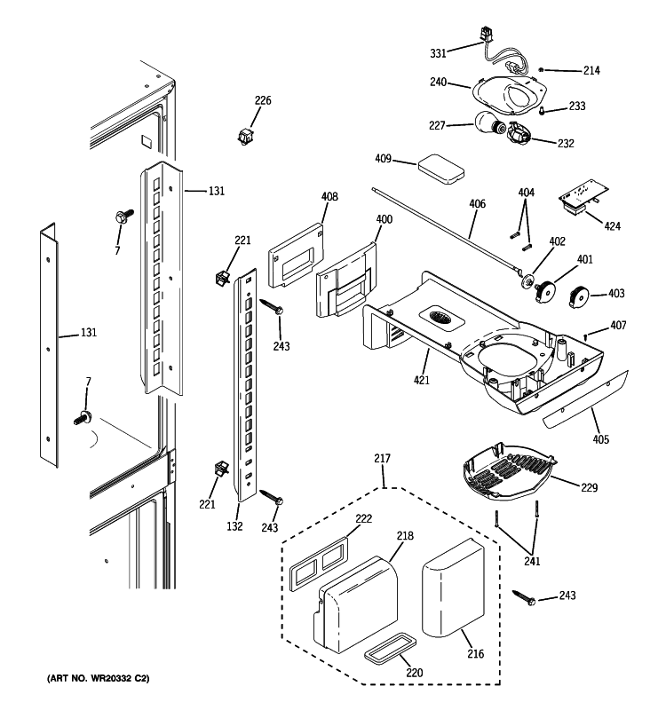 FRESH FOOD SECTION Diagram and Parts List for GBSC0HCXCRBB  General Electric Refrigerator