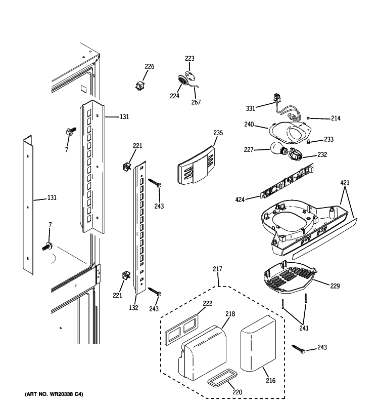 FRESH FOOD SECTION Diagram and Parts List for GDSL0KCXARLS  General Electric Refrigerator