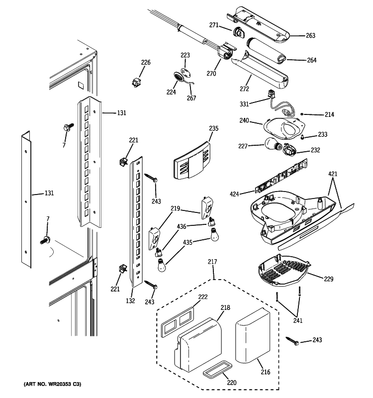 FRESH FOOD SECTION Diagram and Parts List for PDSS0MFXARSS  General Electric Refrigerator