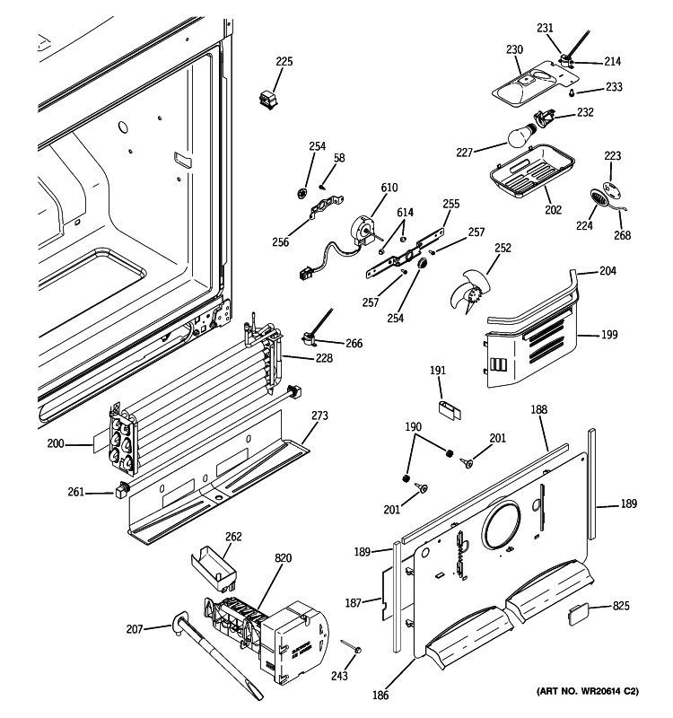 FREEZER SECTION Diagram and Parts List for PFSF2MIYAWW  General Electric Refrigerator