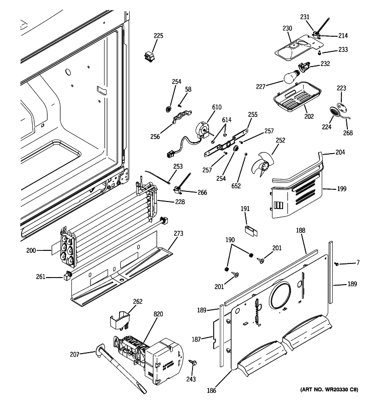 FREEZER SECTION Diagram and Parts List for PFSS2MIXBSS  General Electric Refrigerator