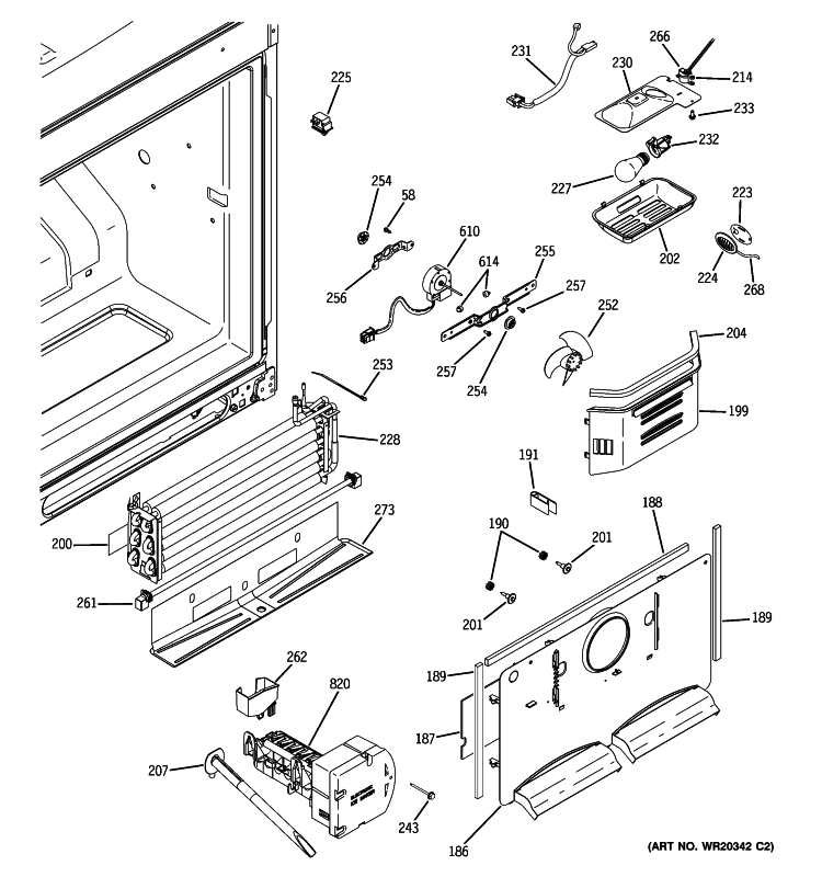 FREEZER SECTION Diagram and Parts List for PFSS2MJXBSS  General Electric Refrigerator