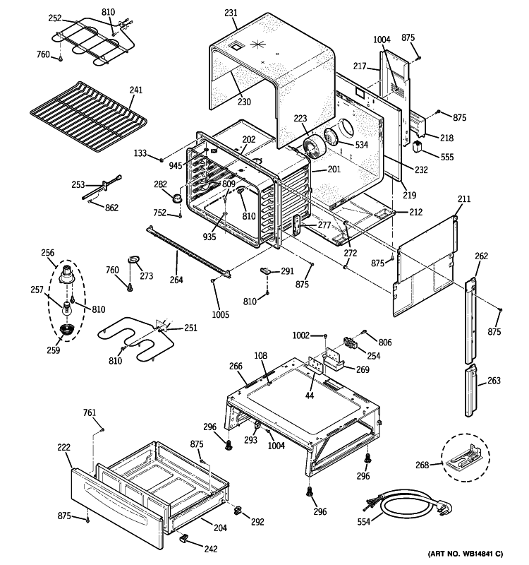 BODY PARTS Diagram and Parts List for PCS905DP1BB  General Electric Range