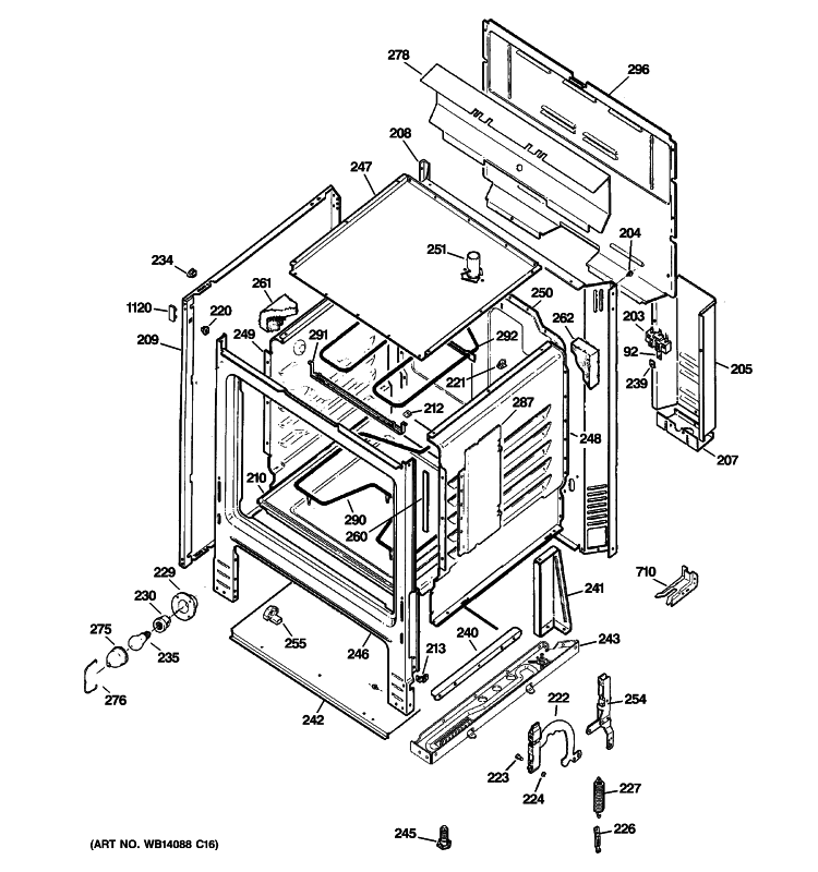 BODY PARTS Diagram and Parts List for JBS07SP1SA  General Electric Range
