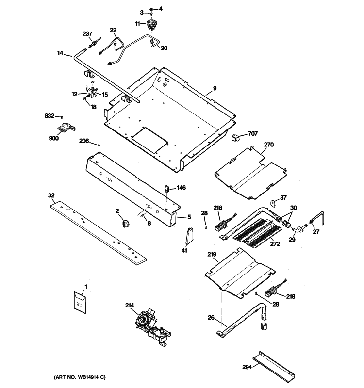 GAS & BURNER PARTS Diagram and Parts List for JGBP25SEN6SS  General Electric Range