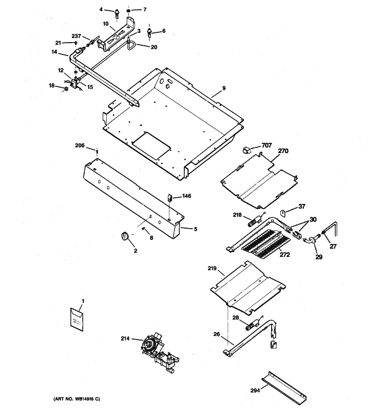 GAS & BURNER PARTS Diagram and Parts List for JGBP35GXM4WW  General Electric Range