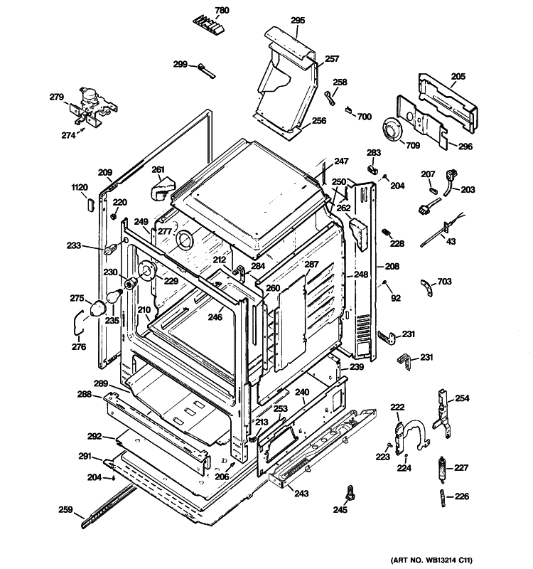 BODY PARTS Diagram and Parts List for PGB900SEM5SS  General Electric Range