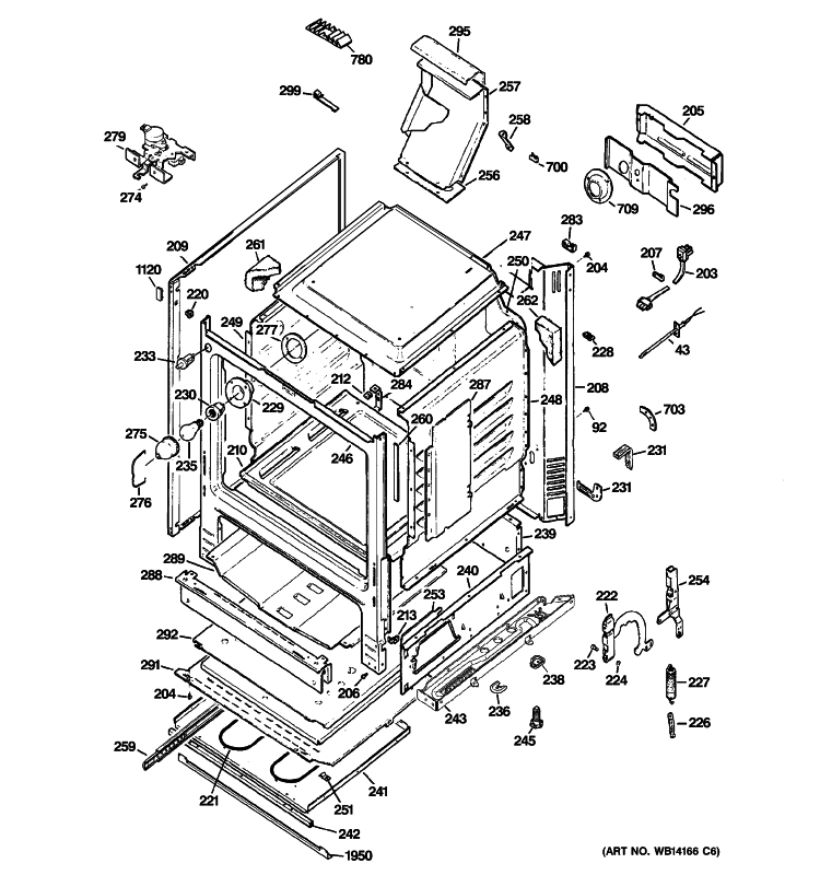 BODY PARTS Diagram and Parts List for PGB908SEM4SS  General Electric Range