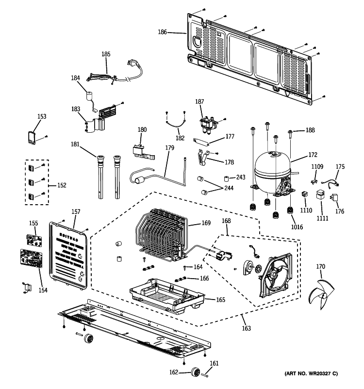 UNIT PARTS Diagram and Parts List for GFSF6KEXBBB  General Electric Refrigerator