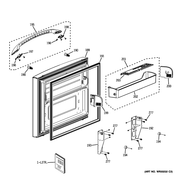 FREEZER DOOR Diagram and Parts List for PFSF6PKXBBB  General Electric Refrigerator