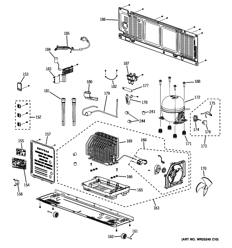 UNIT PARTS Diagram and Parts List for PFSF6PKXBBB  General Electric Refrigerator