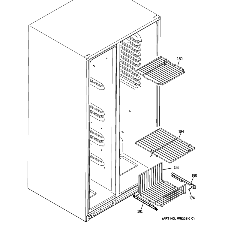 FREEZER SHELVES Diagram and Parts List for ESHS5MGXGESS  General Electric Refrigerator