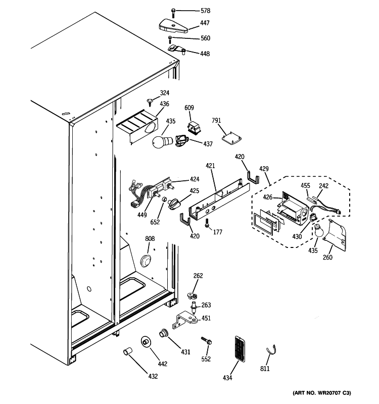 FRESH FOOD SECTION Diagram and Parts List for GSS22IBTNCC  General Electric Refrigerator