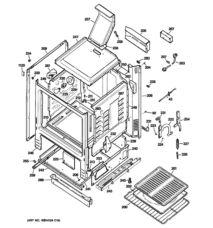 BODY PARTS Diagram and Parts List for JGBS80SEM4SS  General Electric Range