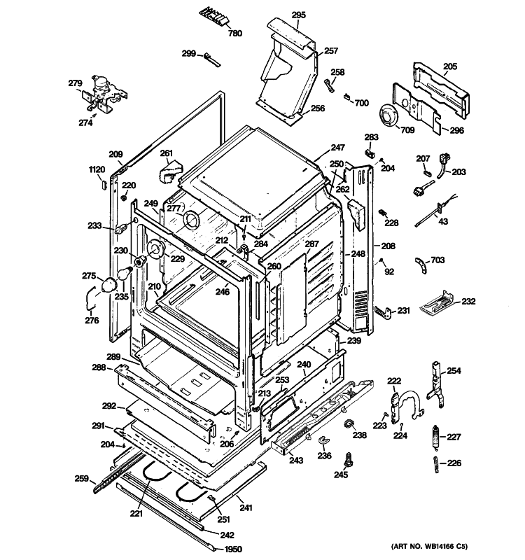 BODY PARTS Diagram and Parts List for PGB908SEM3SS  General Electric Range
