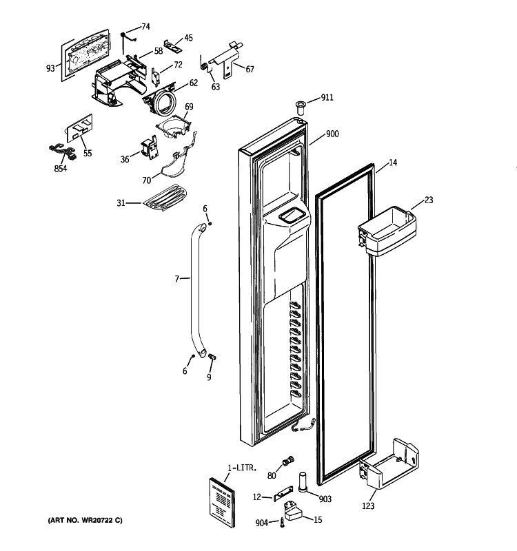 FREEZER DOOR Diagram and Parts List for GSE29KGYACWW  General Electric Refrigerator