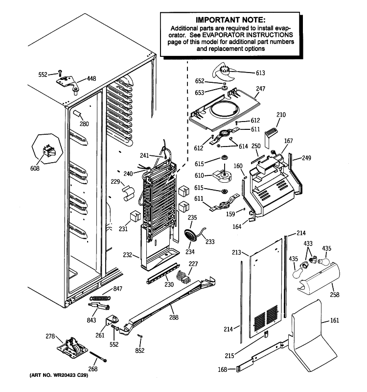 FREEZER SECTION Diagram and Parts List for GSE25MGYACSS  General Electric Refrigerator