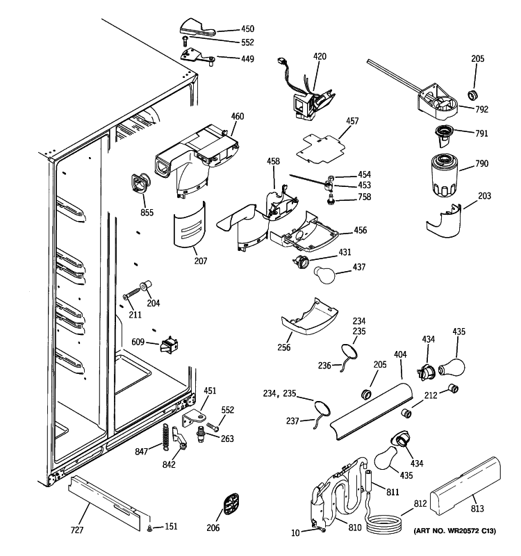 FRESH FOOD SECTION Diagram and Parts List for GCE23LHYAFSS  General Electric Refrigerator