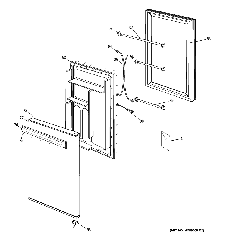 DOOR Diagram and Parts List for GMR06AAPBWW  General Electric Refrigerator