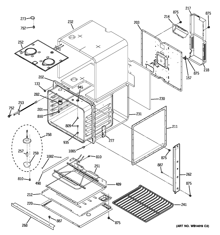BODY WITH MICROWAVE SUPPORT Diagram and Parts List for JKP90CM4CC  General Electric Microwave Oven Combo