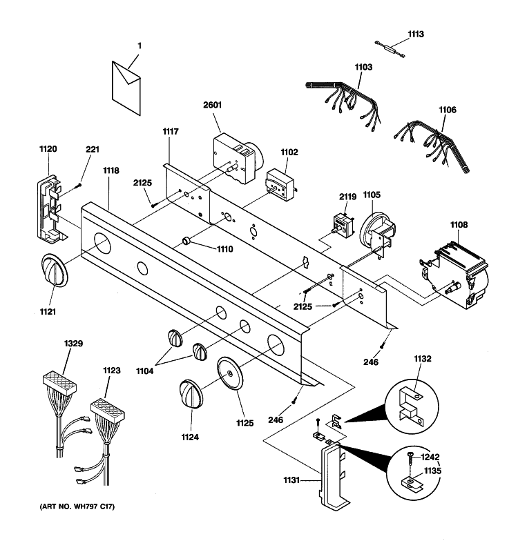CONTROL PANEL Diagram and Parts List for WSM2780HFWWW  General Electric Washer Dryer Combo